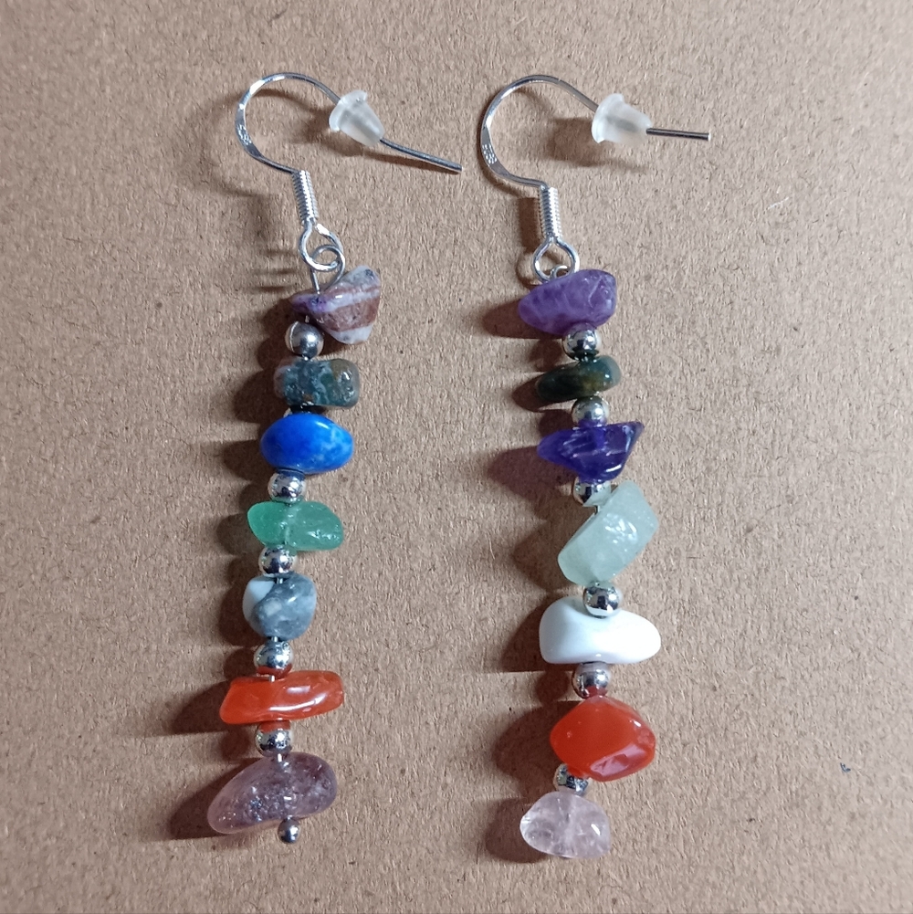Chakra Bead Chip  Earrings (NWOT)